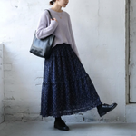 Aライン 切り替え 花柄プリント スカート