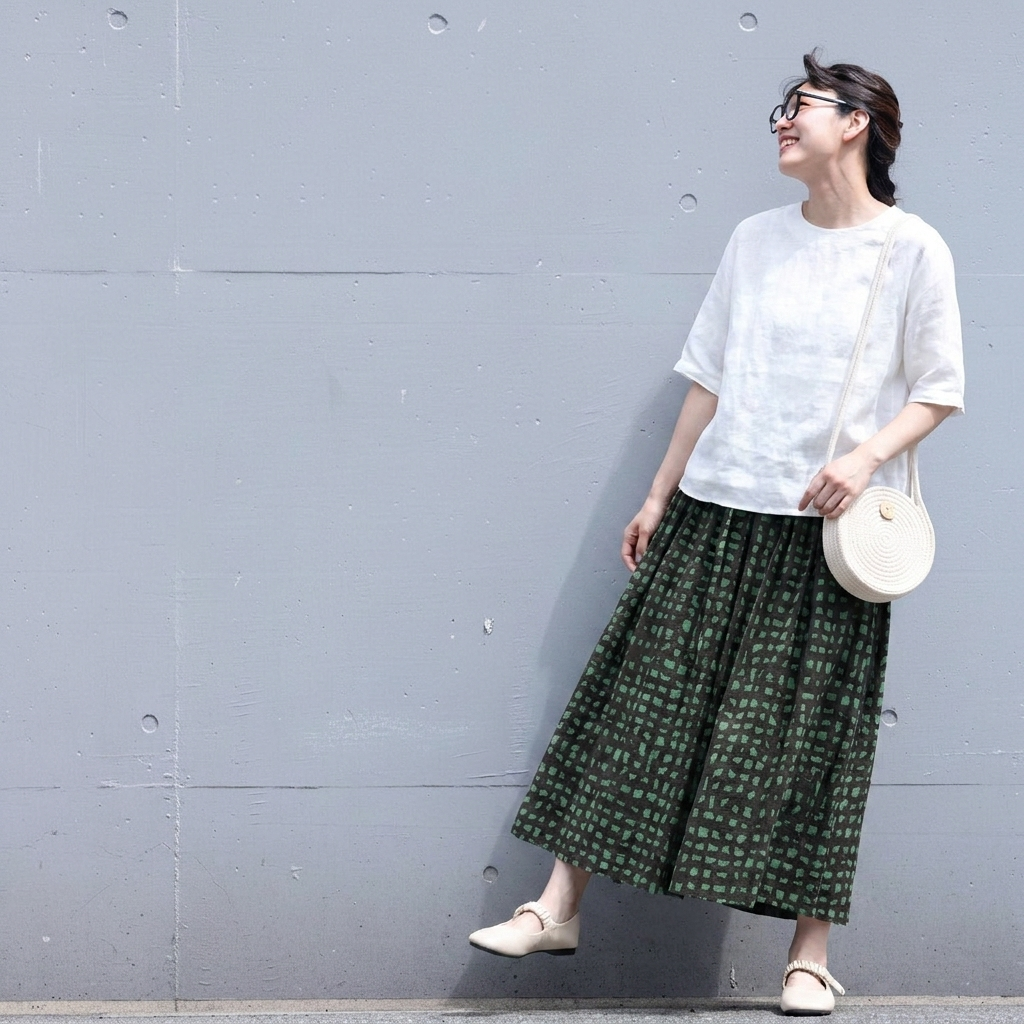 綿麻 スカート