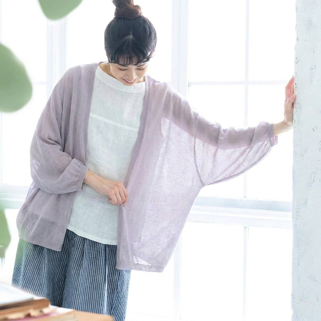 コットン 接触冷感 UVカット ドルマンスリーブ 効果 カーディガン