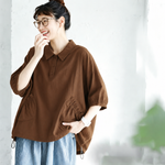レトロ ボウタイ ギャザー 折り襟 Tシャツ
