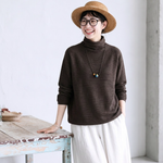 7色展開｜シャーリングネック ゆったり長袖ニット