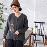 7色展開｜花刺繍 前ボタンニットカーディガン