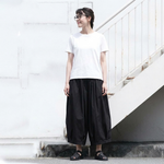 綿麻 無地 アンクル丈（9分丈） ハイウエスト レトロ ガウチョパンツ