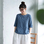 M～4XL 秋のはじまりを楽しむ 刺繍ブラウス