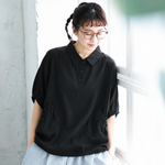 レトロ ボウタイ ギャザー 折り襟 Tシャツ