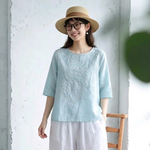 M～4XL 秋のはじまりを楽しむ 刺繍ブラウス