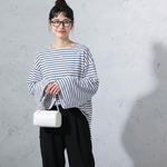 無地・ボーダー クルーネック長袖Tシャツ