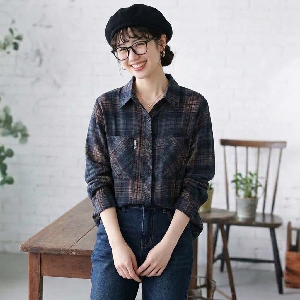 L～5XL チェック柄 オーバーサイズシャツ