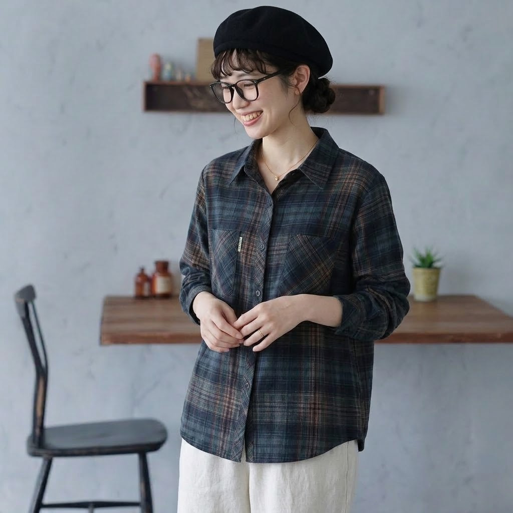 L～5XL チェック柄 オーバーサイズシャツ