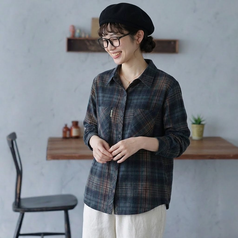 L～5XL チェック柄 オーバーサイズシャツ