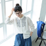 チャイナ風 重厚刺繍長袖シャツ