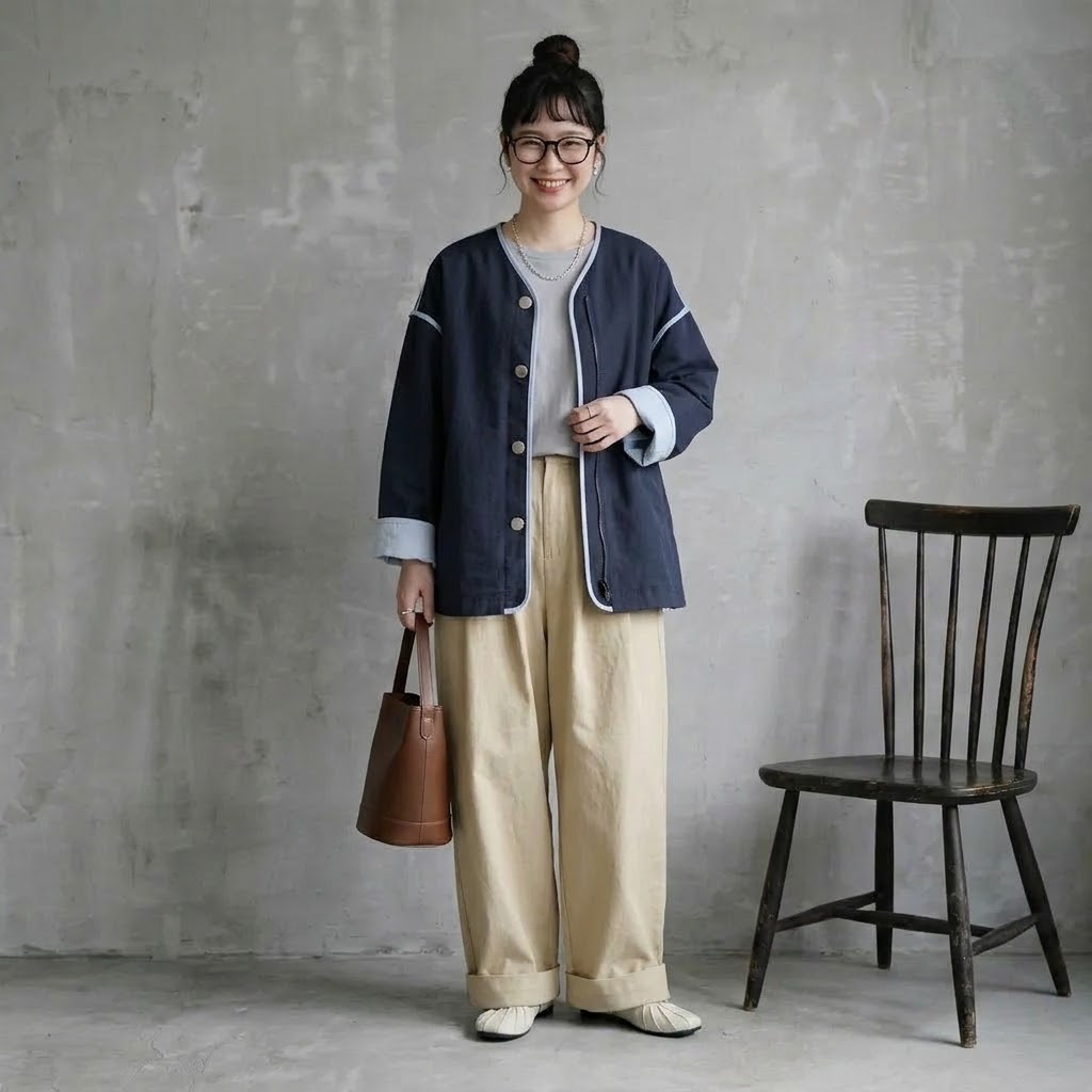 M～4XL ドロップショルダー 長袖 無地 配色 ジャケット