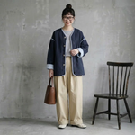 M～4XL ドロップショルダー 長袖 無地 配色 ジャケット