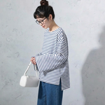 無地・ボーダー クルーネック長袖Tシャツ