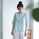 M～4XL 秋のはじまりを楽しむ 刺繍ブラウス