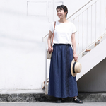 無地 切り替え レース スカート