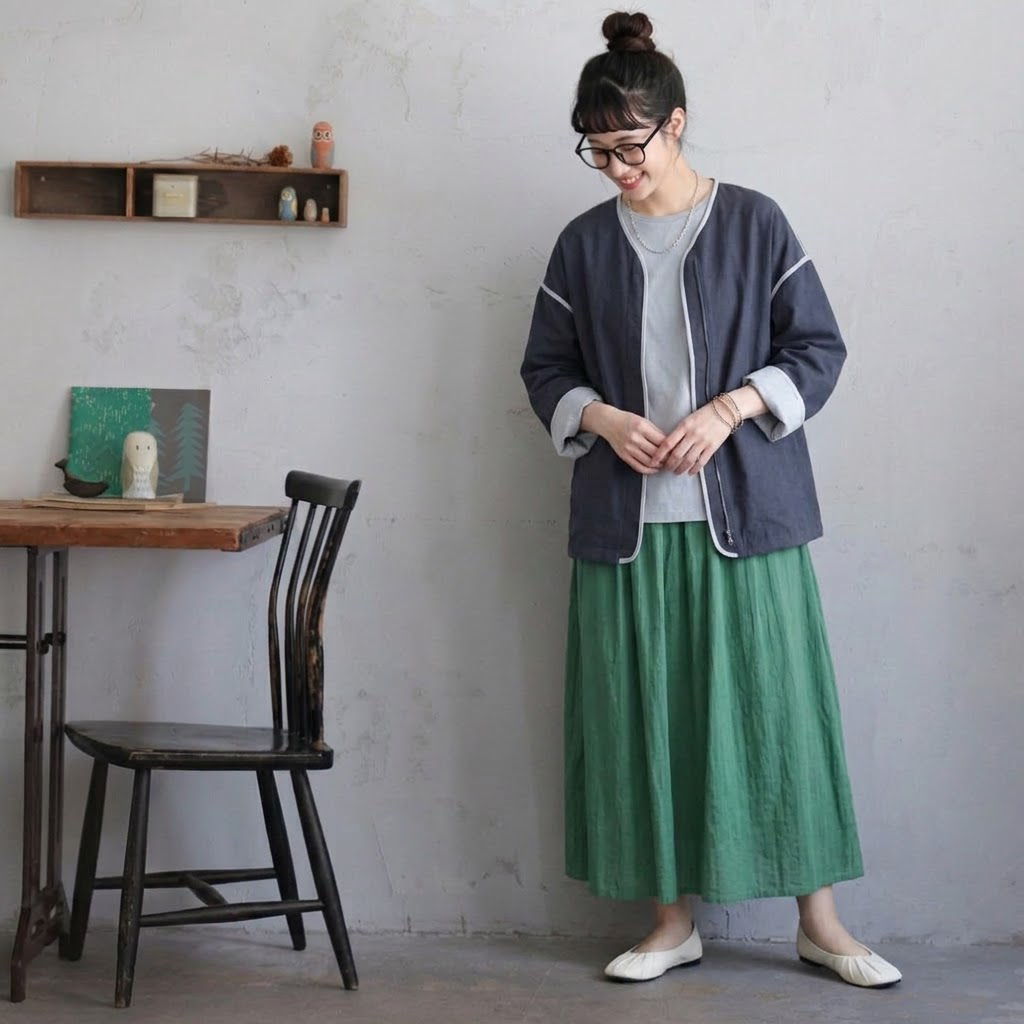 M～4XL ドロップショルダー 長袖 無地 配色 ジャケット