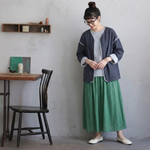 M～4XL ドロップショルダー 長袖 無地 配色 ジャケット