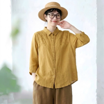 穏やかな日々を纏う七分袖刺繍ブラウス