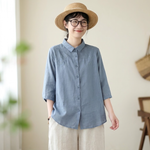 穏やかな日々を纏う七分袖刺繍ブラウス