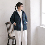 チェック柄 フード付き長袖ジャケット