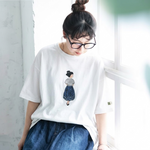 コットン ラウンドネック プリント Tシャツ