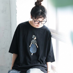 コットン ラウンドネック プリント Tシャツ