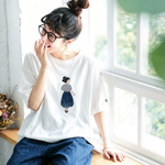 コットン ラウンドネック プリント Tシャツ