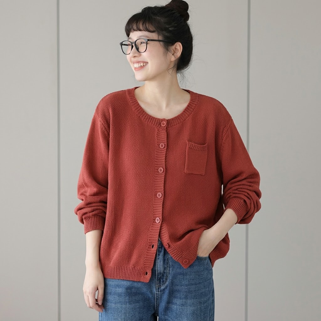 丸首 カーディガン