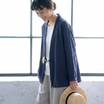 無地 刺繍 長袖 ボタン カーディガン