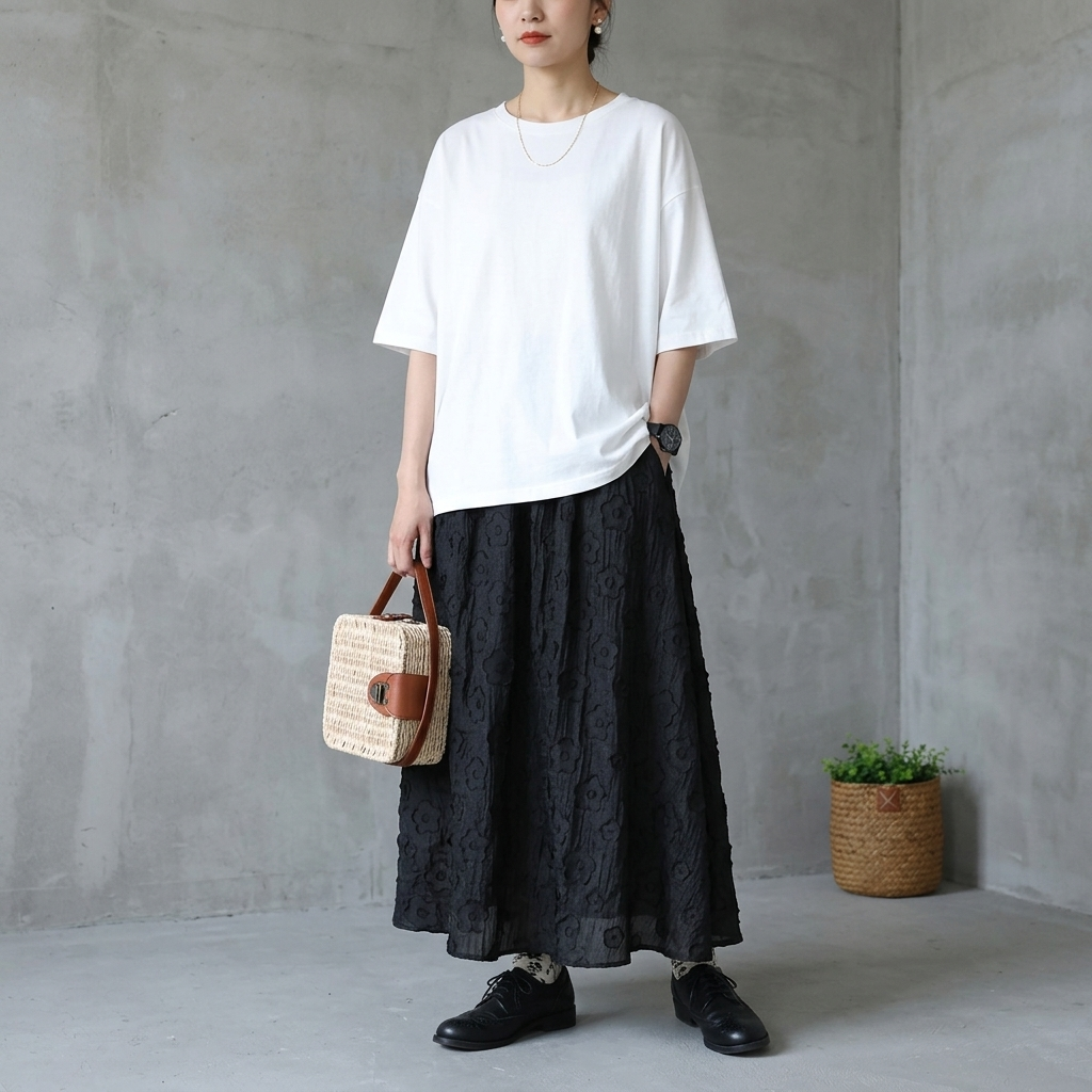 花柄 Aライン パターン 無地 ミディアム丈 レトロ スカート