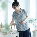 リネン生地 花柄 接触冷感 シャツ