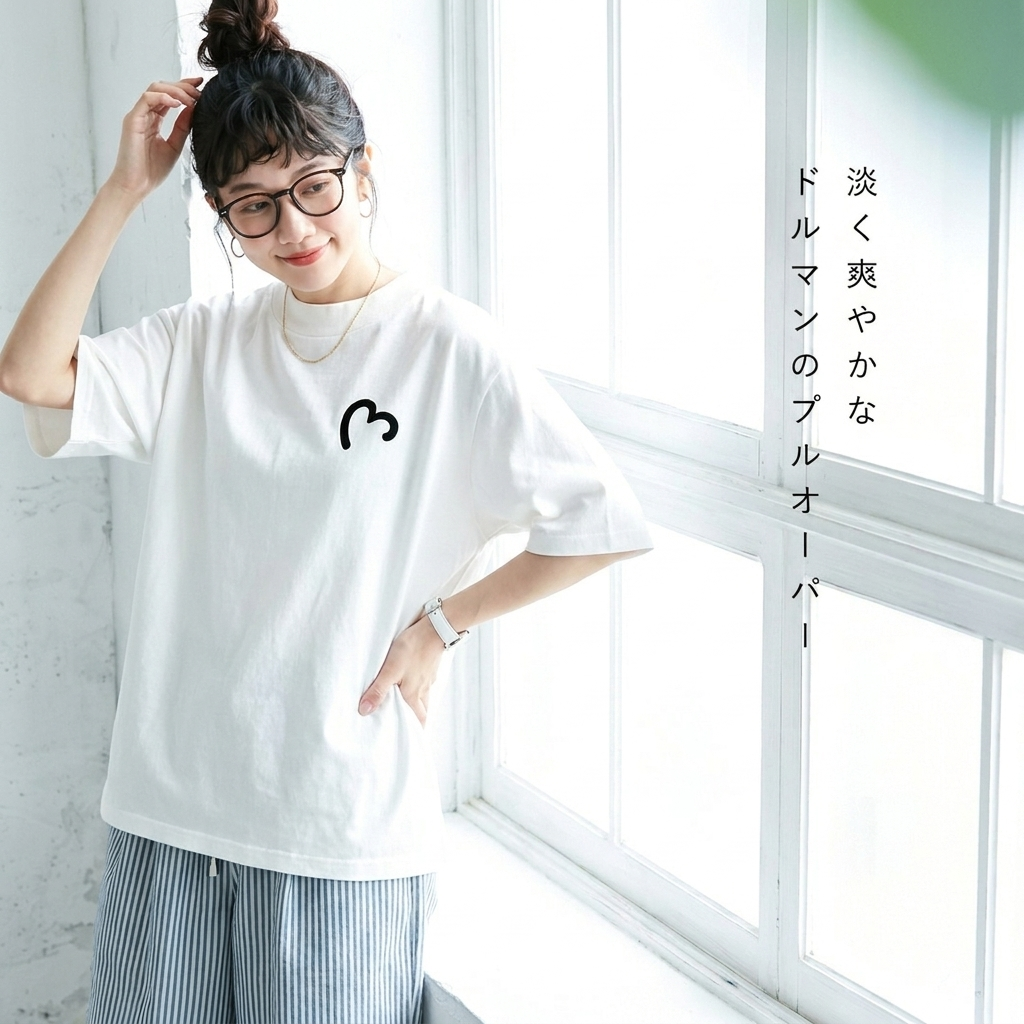 コットン ラウンドネック 半袖 プリント Tシャツ