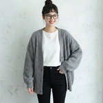 L～4XL 定番 無地 長袖 ボタン カーディガン