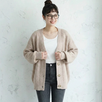 L～4XL 定番 無地 長袖 ボタン カーディガン