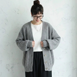 L～4XL 定番 無地 長袖 ボタン カーディガン