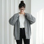 L～4XL 定番 無地 長袖 ボタン カーディガン