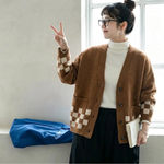2色展開｜市松柄 ニットカーディガン