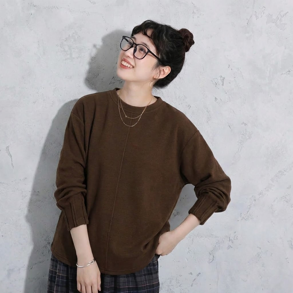M～4XL 無地 切り替え 長袖 中縫い Tシャツ