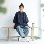 綿麻 ゆったり刺繍シャツ