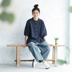 綿麻 ゆったり刺繍シャツ