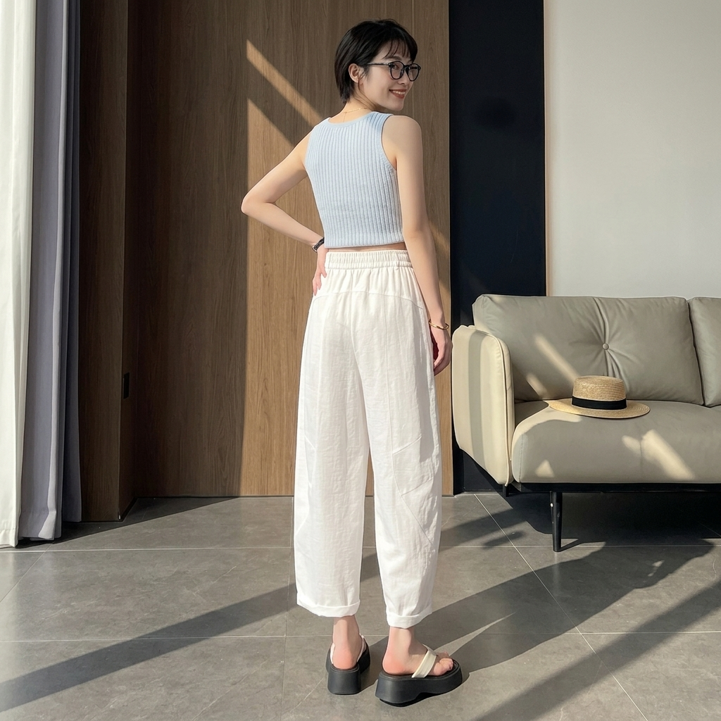 S～4XL 無地 アンクル丈（9分丈） ガウチョパンツ