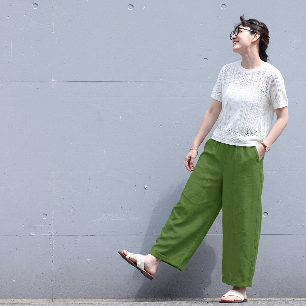 S～4XL 無地 アンクル丈（9分丈） ガウチョパンツ