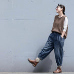 ウエストゴム テーパード デニムパンツ