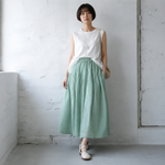 綿麻 Aライン ハイウエスト ロング 無地 スカート
