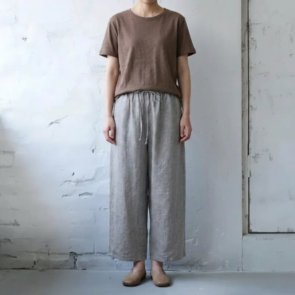 M～4XL ハイウエスト ストレート ワイドパンツ レトロ 9 分丈パンツ