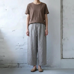M～4XL ハイウエスト ストレート ワイドパンツ レトロ 9 分丈パンツ