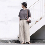 M～4XL ハイウエスト ストレート ワイドパンツ レトロ 9 分丈パンツ