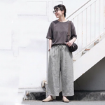 M～4XL ハイウエスト ストレート ワイドパンツ レトロ 9 分丈パンツ