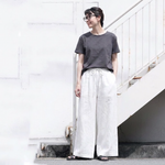 M～4XL ハイウエスト ストレート ワイドパンツ レトロ 9 分丈パンツ